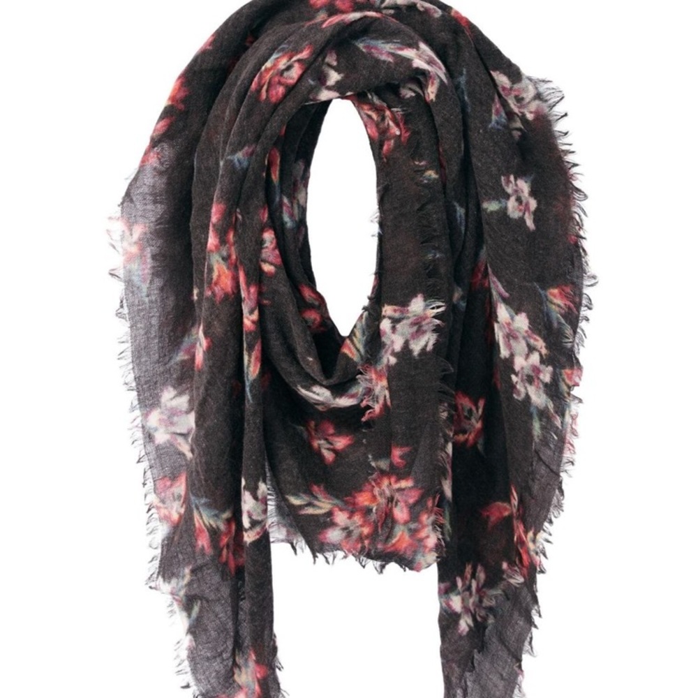 Rebecca Taylor Women's Black Noha Floral Scarf NWT